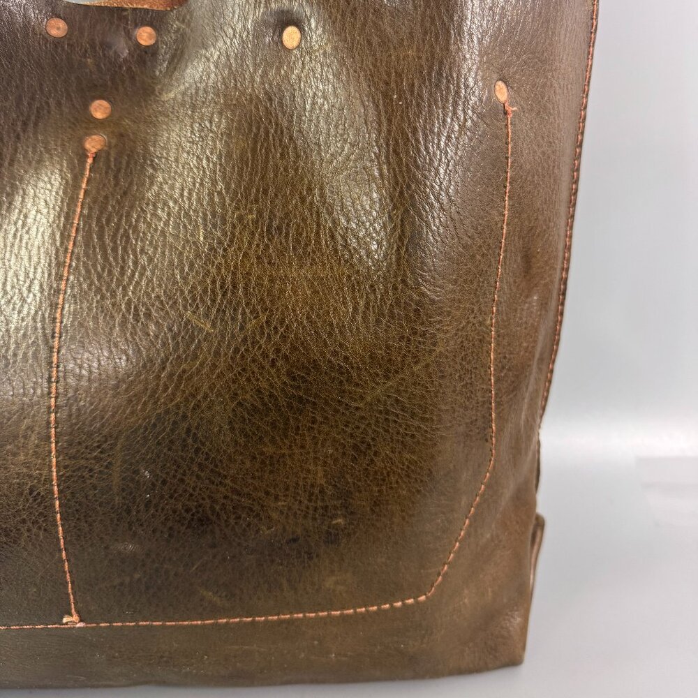 Arden + James Brown Leather Tall Carryall Tote Bag - Picture 7 of 13